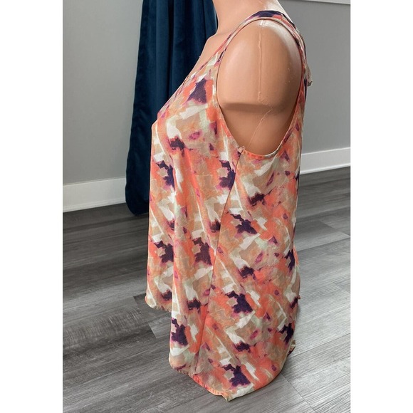 Paper Crane Orange Flyaway Blouse M Top Sleeveless Sheer Open Back A12 - Picture 2 of 5